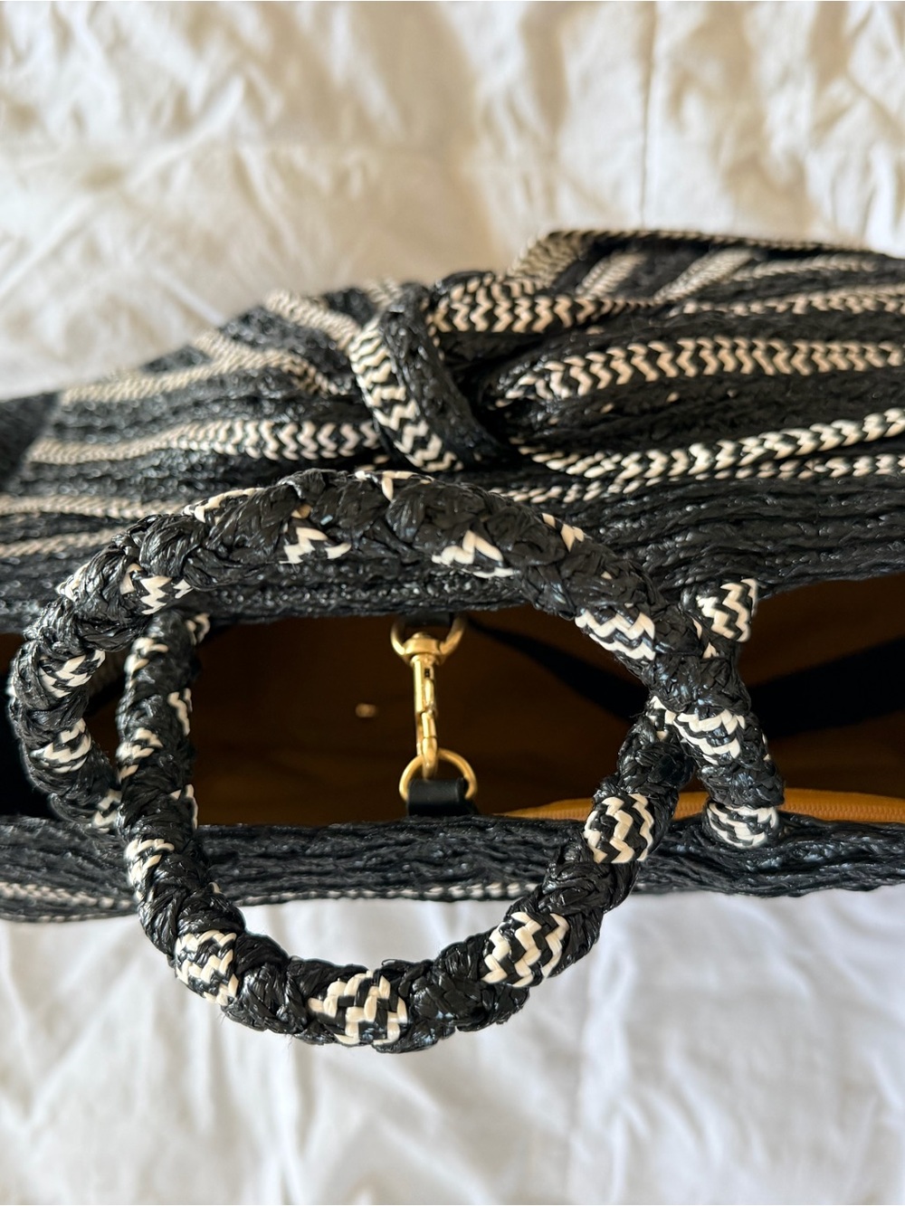 Eric Javits Black Gran Antoinette Straw Bag with Bow Detail - Picture 4 of 9